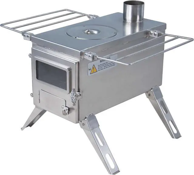 Main image of Winnerwell Nomad Medium Tent Stove | Tiny Portable Wood Burning Stove for Tents, Shelters, and Camping | 800 Cubic Inch Firebox | Precision Stainless Steel Construction | Includes Chimney Pipe