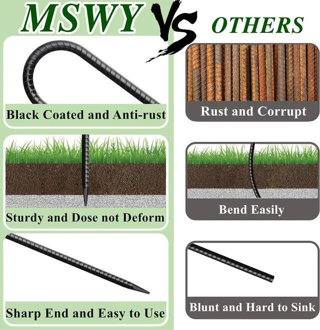 Alt view image 3 of 7 - Rebar Stakes 12 Inch J Hook Ground Stakes Heavy Duty 30 Pack Chain Link Fence Stakes Galvanized Anchors Metal Tent Stakes for Wire Fencing Concrete Forming Trampolines Camping Canopies Shed Swing