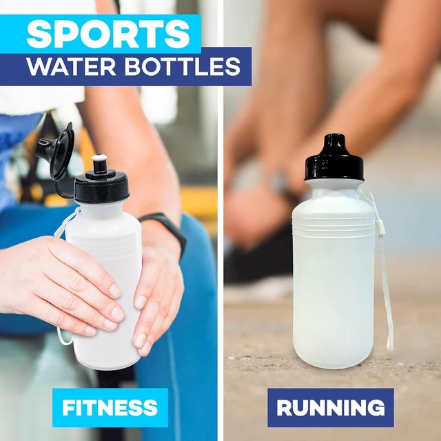 Alt view image 5 of 7 - 4E's Novelty Sports Water Bottles Bulk (12 Pack) 18 oz Squeeze Reusable Plastic White School Bike Water Bottle for Kids, BPA Free, Party Favor Giveaways, ee, School Kids Bottles