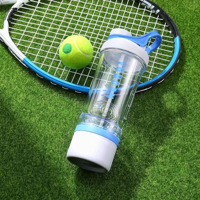 Alt view image 5 of 5 - 21oz Protein Shaker Bottle with Powder Storage Container-Shaker Cups for Protein Shakes-pre workout bottle-Mixer Cup-Gym Sport Water Bottle -Made with Tritan BPA Free,with Wire Whisk Balls (Blue)
