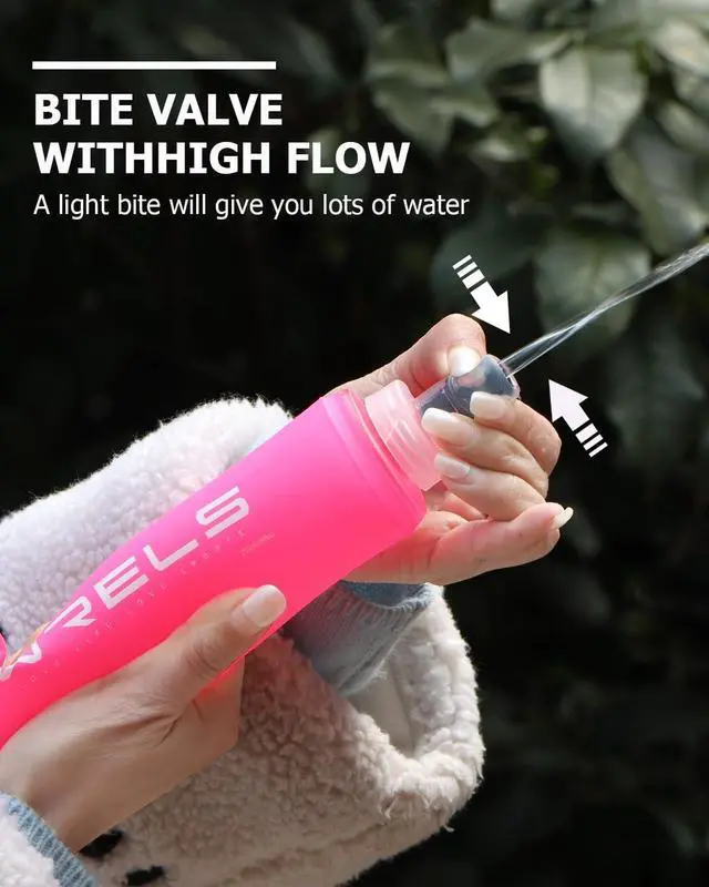 Alt view image 3 of 7 - WRELS TPU Soft Flask Lightweight Portable Reusable Water Bottle,BPA Free Collapsible Flask for Hydration Pack in Running Hiking Cycling and Marathon