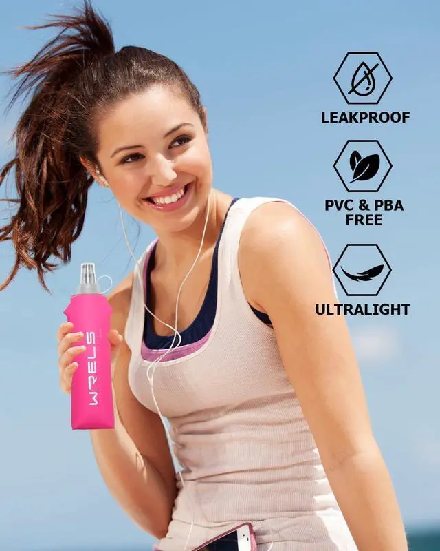 Alt view image 7 of 7 - WRELS TPU Soft Flask Lightweight Portable Reusable Water Bottle,BPA Free Collapsible Flask for Hydration Pack in Running Hiking Cycling and Marathon