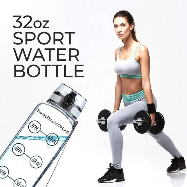 Alt view image 3 of 5 - Time Marked Water Bottle, Clear Sports Timed Bottle 32 oz, Best for Measuring Water Intake, Tritan BPA-Free One Liter Hydration Tracker