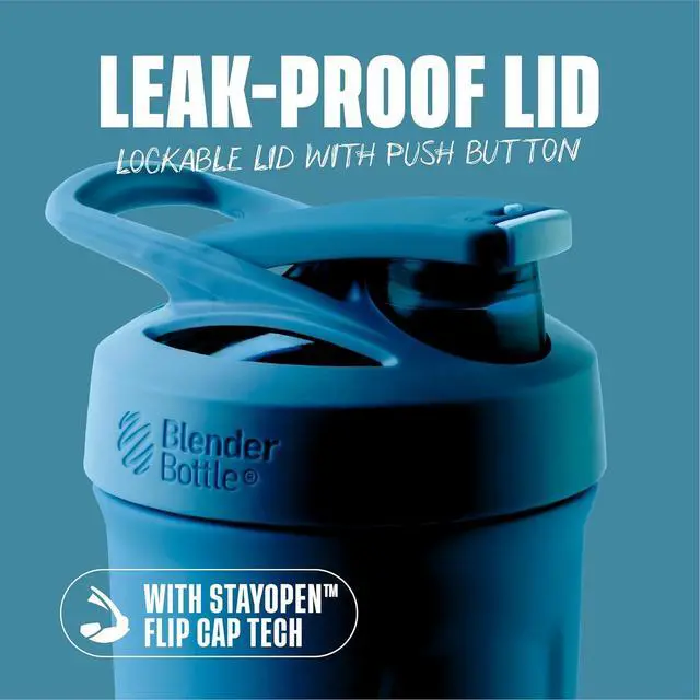 Alt view image 2 of 6 - BlenderBottle Strada Shaker Cup Insulated Stainless Steel Water Bottle with Wire Whisk, 24-Ounce, Blue