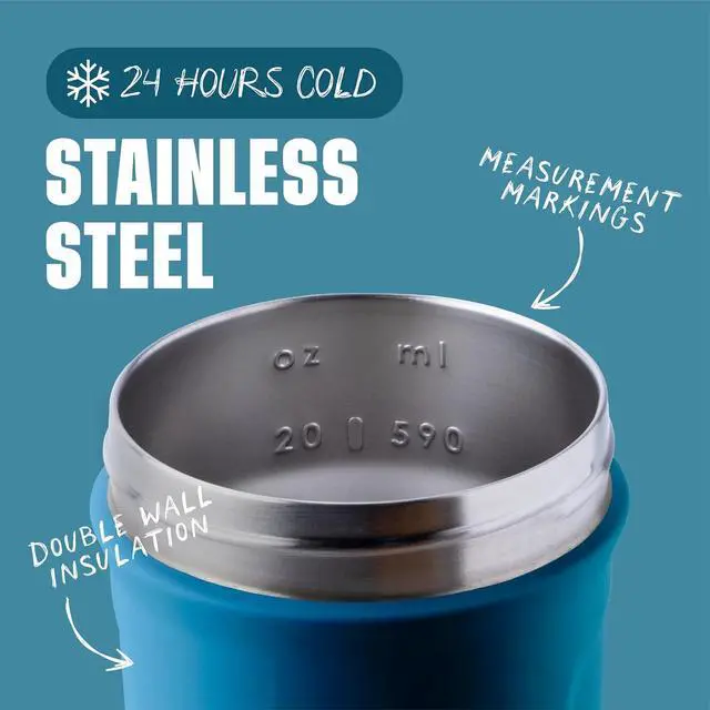 Alt view image 3 of 6 - BlenderBottle Strada Shaker Cup Insulated Stainless Steel Water Bottle with Wire Whisk, 24-Ounce, Blue