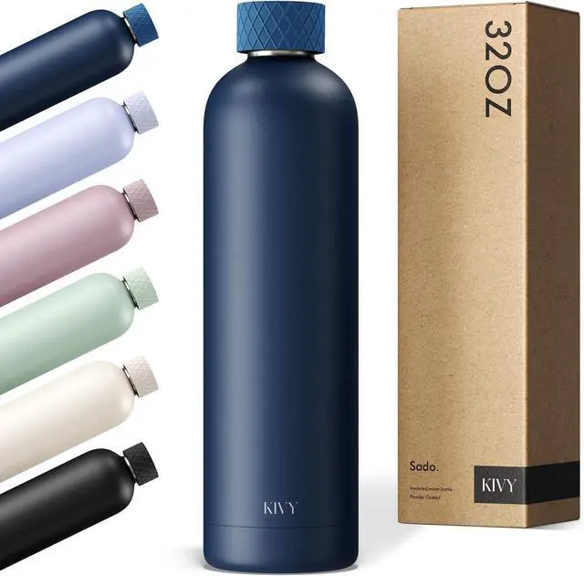 Main image of KIVY Insulated Water Bottle (Dark Blue, 33.8 Ounces)