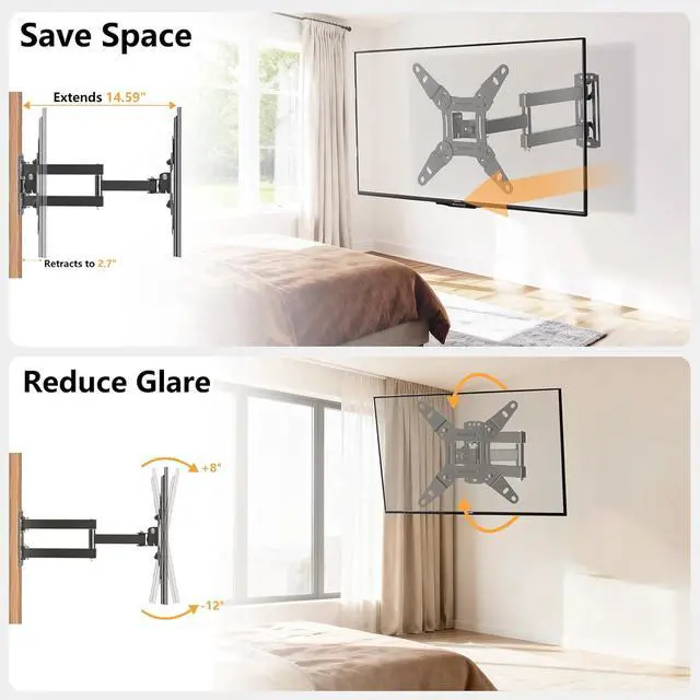 Alt view image 7 of 7 - Full Motion TV Wall Mount with Swivel,Extension and Tilt for Most 13-42 inch LED LCD Flat Screen TVs & Monitors, Holds up to 44 lbs,Max VESA 200x200mm