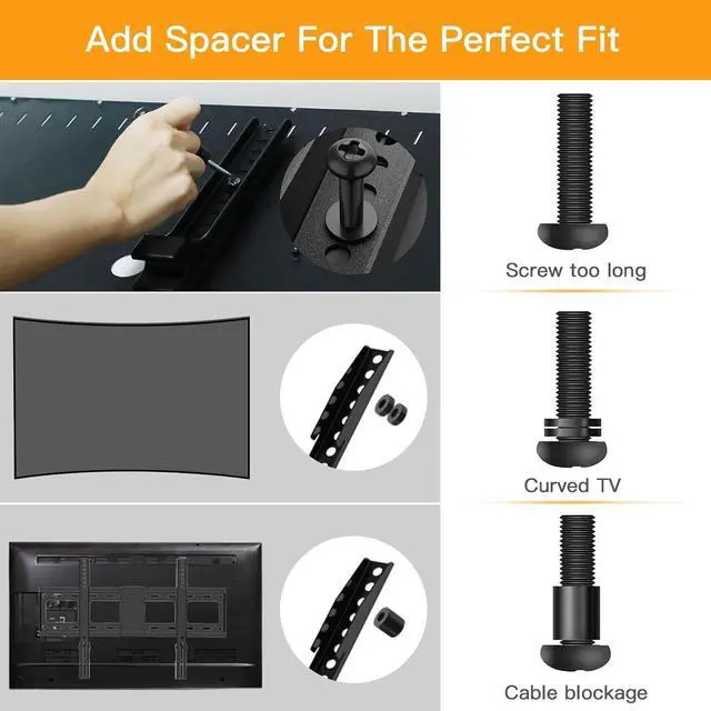 Alt view image 3 of 5 - Universal TV Mounting Hardware Kit Fits Most TVs up to 80 inches, VESA Wall Mount M4, M5, M6, M8 Screws, Spacers and Washers, Works with Most TV/Monitor Mounts, PGUHP2, Black