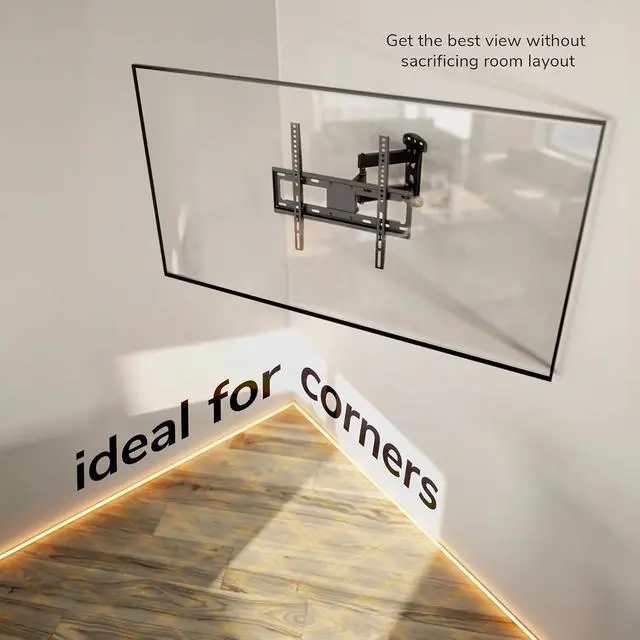 Alt view image 5 of 7 - Mount-It! Full Motion Corner TV Wall Mount Bracket - Single Stud Install - 90° Swivel, Tilt & 15 Extension - Single Articulating Arm for 19-55 TVs - Heavy-Duty Steel - VESA 100x100-400x400-66 lbs