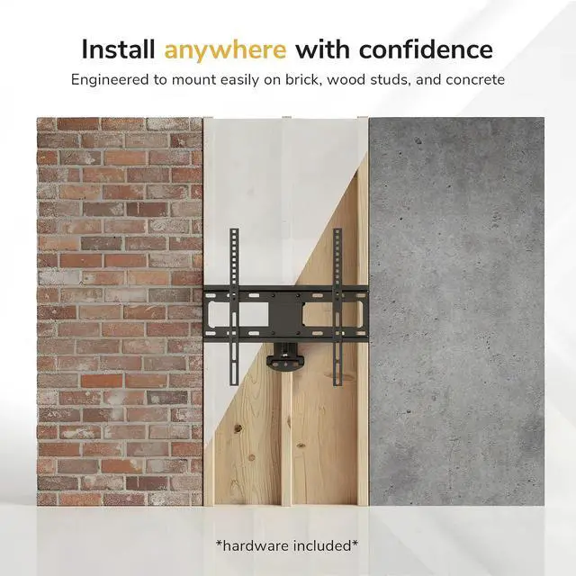 Alt view image 6 of 7 - Mount-It! Full Motion Corner TV Wall Mount Bracket - Single Stud Install - 90° Swivel, Tilt & 15 Extension - Single Articulating Arm for 19-55 TVs - Heavy-Duty Steel - VESA 100x100-400x400-66 lbs