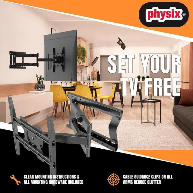 Alt view image 3 of 6 - 2080 Long Arm TV Wall Mount for 32-75'' Screens, Extension 32'', Heavy-Duty Max 88 lbs - Full Motion, Tilting & Swiveling, Max VESA 400x400