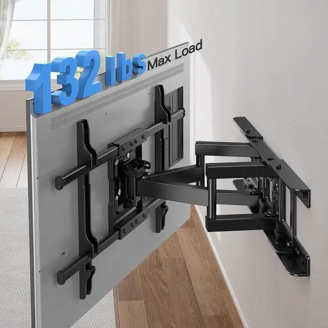 Alt view image 4 of 7 - Pipishell Full Motion 24'' Studs TV Wall Mount for 4084 inch TVs | Extended wall plates, extension, swivel, tilt, level, heavy-duty steel,16-24 studs, max VESA 600x400mm,up to 132 lbs