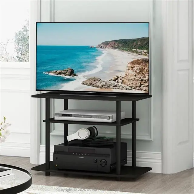 Alt view image 2 of 7 - Furinno Turn-N-Tube No Tools 3-Tier Entertainment Center TV Stand for TV up to 32 Inch, Plastic Round Tubes, Espresso/black