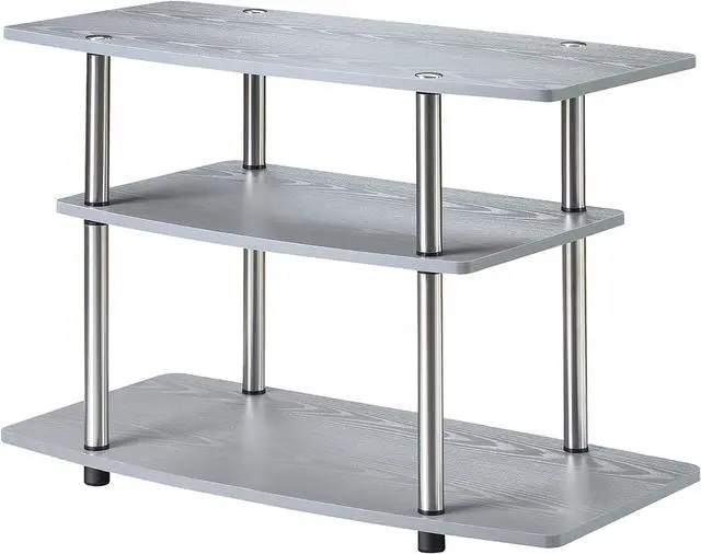 Main image of Convenience Concepts Designs2Go No Tools 3-Tier TV Stand 31.5" - Entertainment Center for TVs up to 37 Inches, Modern TV Console with Shelves for Living Room, Family Room, Gray