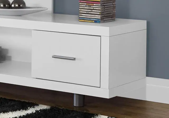 Alt view image 3 of 5 - Monarch Specialties TV Stand with 1 Drawer, 60"W, White