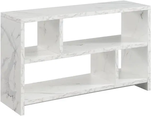 Main image of Convenience Concepts Northfield TV Stand Console with Shelves, White Faux Marble