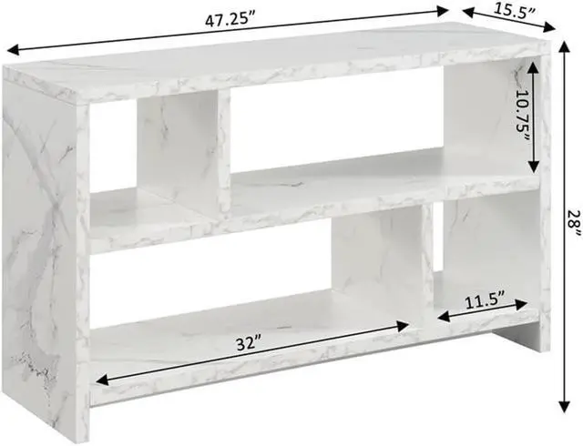 Alt view image 3 of 5 - Convenience Concepts Northfield TV Stand Console with Shelves, White Faux Marble