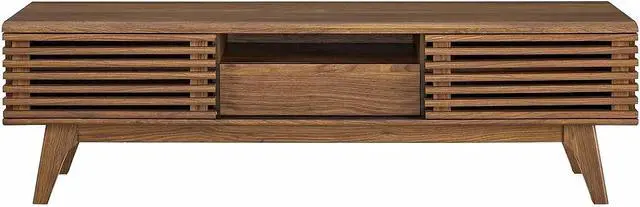 Alt view image 4 of 6 - Modway Render Mid-Century Modern Low Profile 59 Inch TV Stand in Walnut