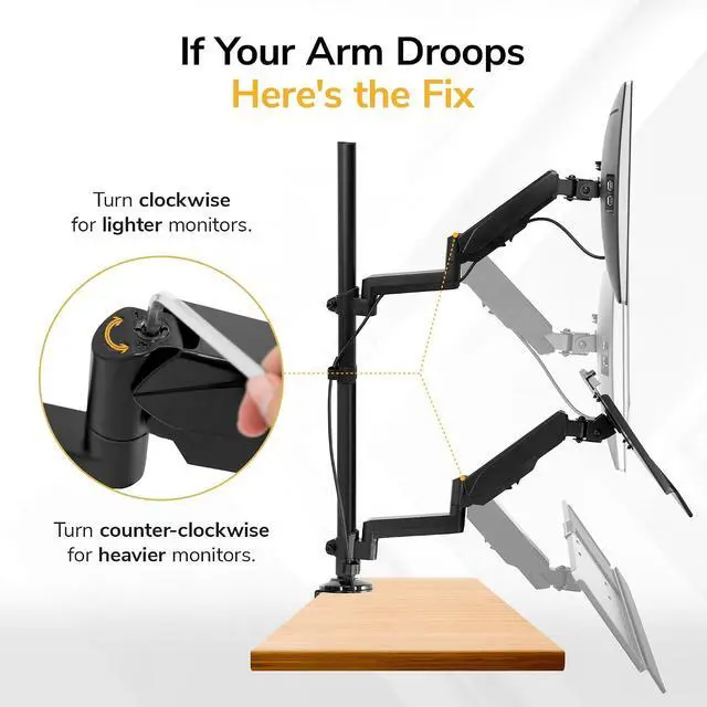 Alt view image 5 of 7 - Mount-It! Sit-Stand Monitor Arm Desk Mount with Keyboard Tray, Single Monitor Fits Up to 32, Height Adjustable Gas Spring, Full Motion Articulating Arm, Clamp or Grommet, Black