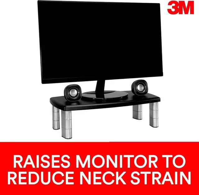 Alt view image 7 of 7 - 3M Extra Wide Adjustable Computer Monitor Stand, 20 in x 12 in | Height Adjustable Monitor Riser For Desk, Office, Home With Underneath Storage Space, No Skid