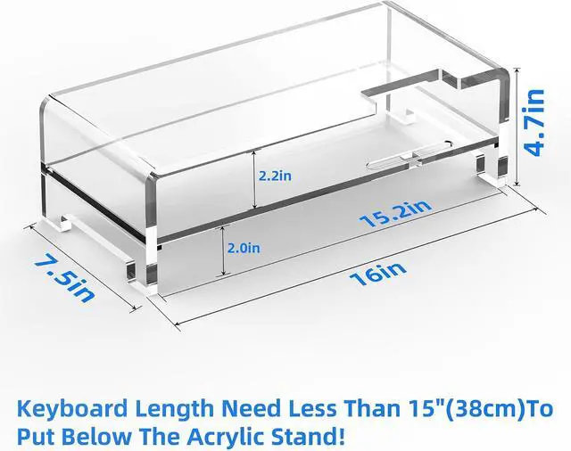 Alt view image 2 of 7 - Acrylic Monitor Stand Riser Clear Laptop Stand 2-Tier L16 xW7.5 xH4.7 | Computer Monitor Stand Laptop Riser with Storage, Compatible with All Notebooks and Monitors, Desk Organizer for Home Office