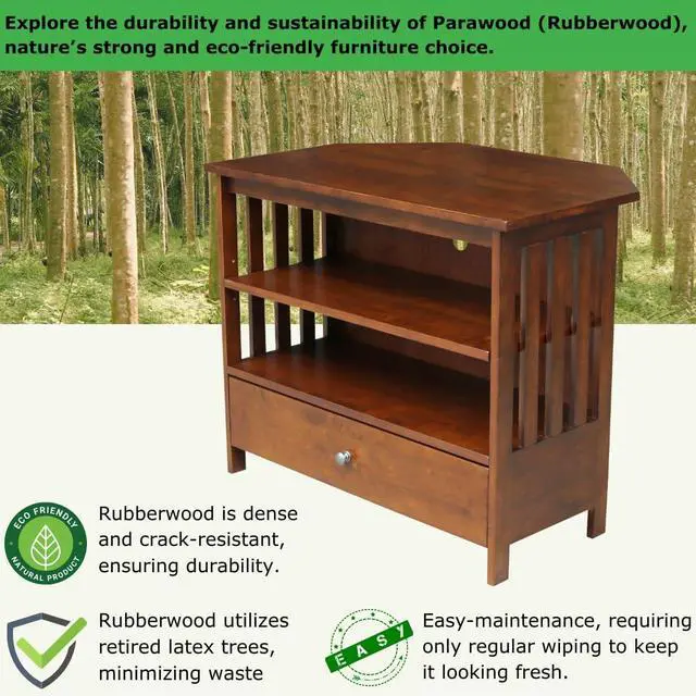 Alt view image 3 of 7 - Solid Wood Mission Corner Enteinment/TV Stand, Espresso