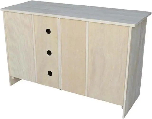 Alt view image 3 of 7 - Solid Wood Entertainment/TV Stand with 2 Doors - 48", Unfinished