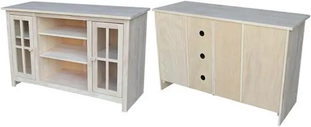Alt view image 4 of 7 - Solid Wood Entertainment/TV Stand with 2 Doors - 48", Unfinished