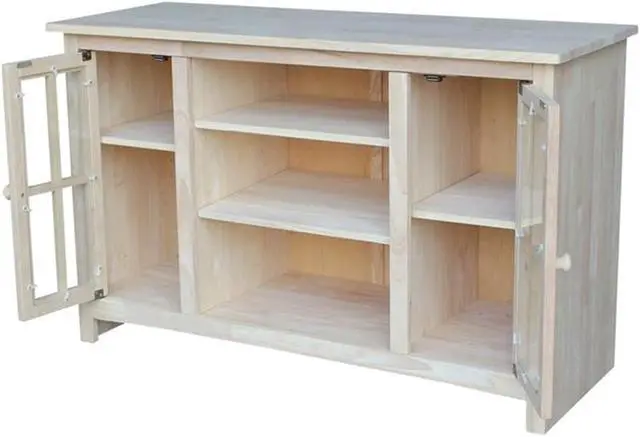 Alt view image 5 of 7 - Solid Wood Entertainment/TV Stand with 2 Doors - 48", Unfinished
