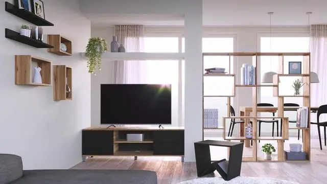 Alt view image 4 of 7 - Mobili Fiver, Rachele TV Stand, Rustic Oak, Made in Italy