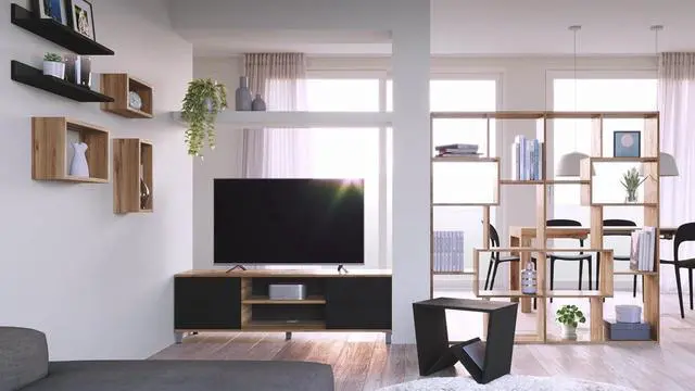 Alt view image 5 of 7 - Mobili Fiver, Rachele TV Stand, Rustic Oak, Made in Italy