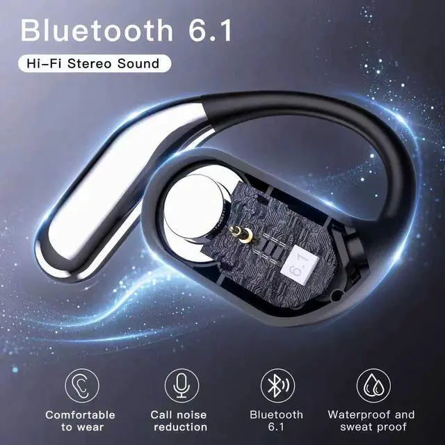 Alt view image 5 of 7 - Hsility Wireless Earbuds Bluetooth Earbuds Built-in Mic with Ear Hooks 50H Playtime Ear Buds LED Display Charging Case Waterproof Design for Running Fitness
