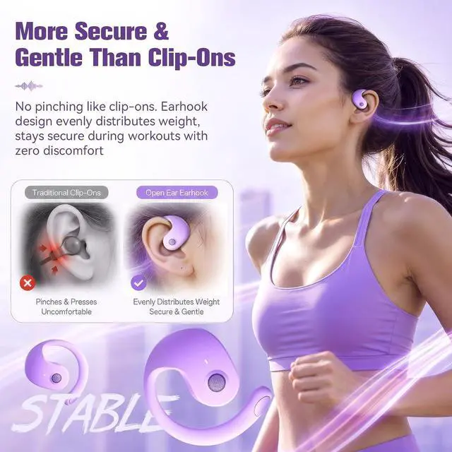 Alt view image 4 of 7 - Xmenha Over The Ear Earbuds Open Ear Headphones Over The Ear Headphones | Over Ear Earbuds Air Bone Conduction Earbuds Earphones Air Bone Conducting Conduction Headphones Bluetooth