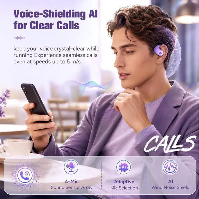 Alt view image 7 of 7 - Xmenha Over The Ear Earbuds Open Ear Headphones Over The Ear Headphones | Over Ear Earbuds Air Bone Conduction Earbuds Earphones Air Bone Conducting Conduction Headphones Bluetooth