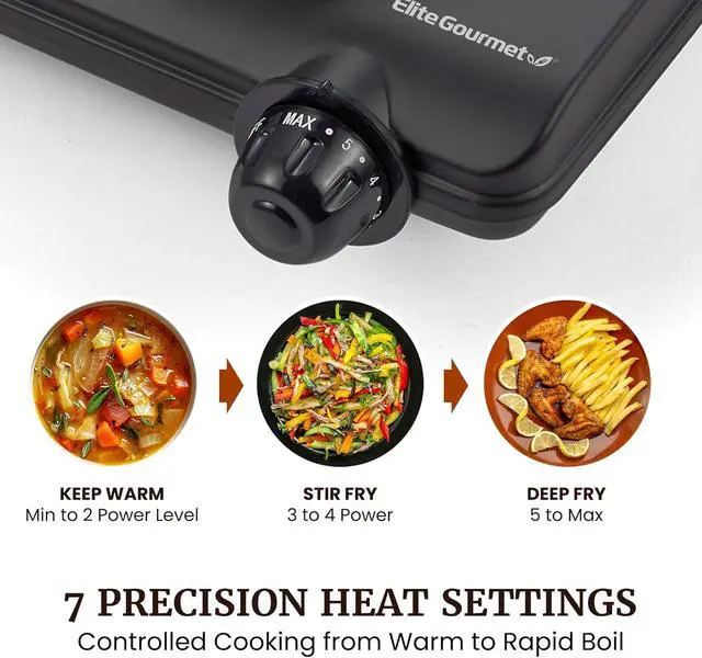 Alt view image 4 of 7 - Elite Gourmet Electric Burner, 1000W Cast Iron Hot Plate, 7 Heat Settings