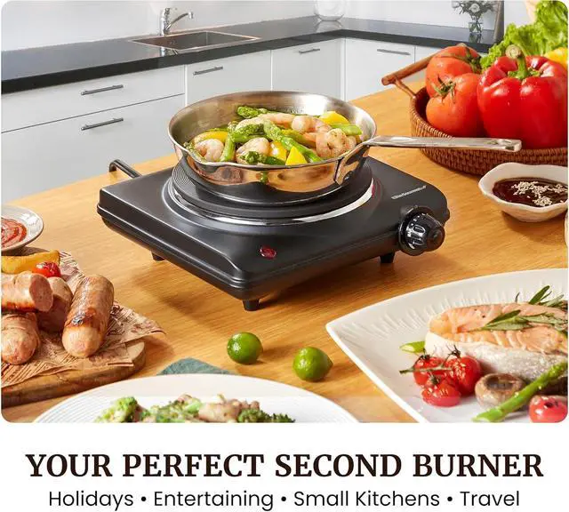 Alt view image 2 of 7 - Elite Gourmet Electric Burner, 1000W Cast Iron Hot Plate, 7 Heat Settings