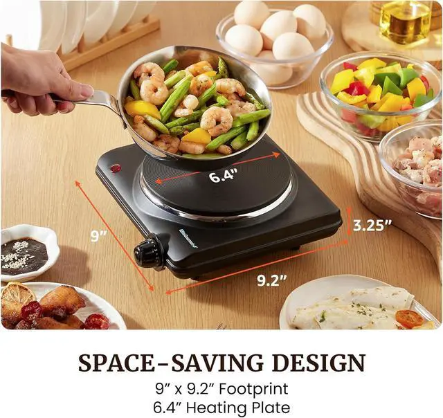 Alt view image 7 of 7 - Elite Gourmet Electric Burner, 1000W Cast Iron Hot Plate, 7 Heat Settings