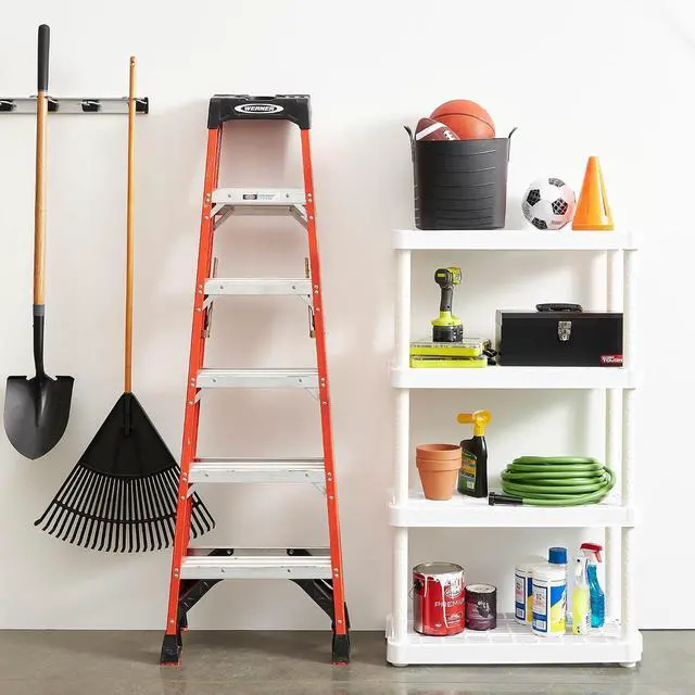 Alt view image 5 of 7 - Gracious Living 14 x 32 x 54.5 Inch 4 Tier Adjustable Ventilated Medium Duty Shelving Units for Home, Garage, Basement, and Laundry, White