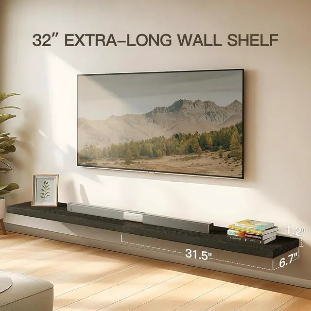 Alt view image 4 of 7 - Amada 32 Inch Floating Shelves with Invisible Brackets, Set of 2, Black
