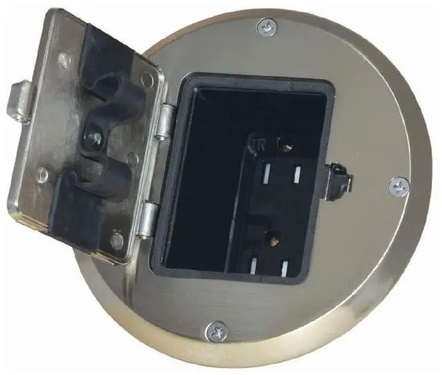 Alt view image 2 of 7 - RACO 1-Gang Floor Box Kit, Recessed Duplex 15A TR Device, Steel Box, Nickel