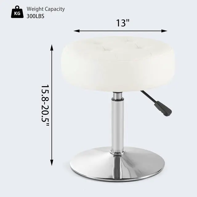 Alt view image 2 of 6 - Gitrah White Vanity Stool Chair Swivel Adjustable Comfortable Makeup Stool