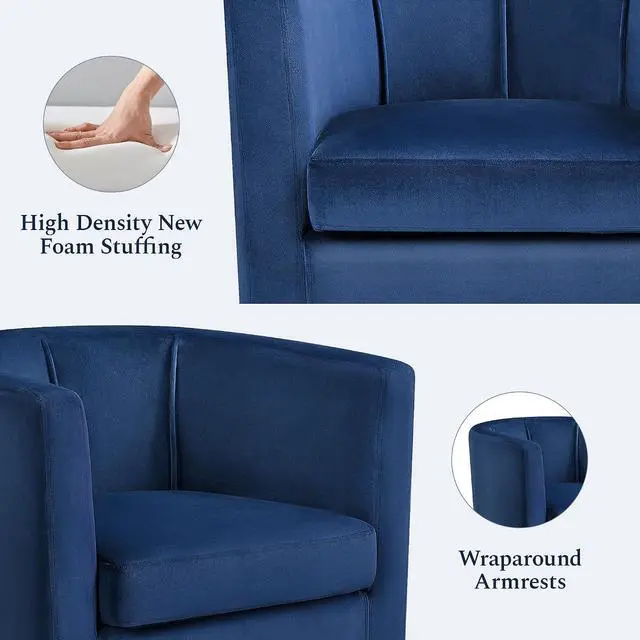 Alt view image 7 of 7 - Yaheetech Barrel Accent Chairs Set of 2, Modern Armchairs, Blue