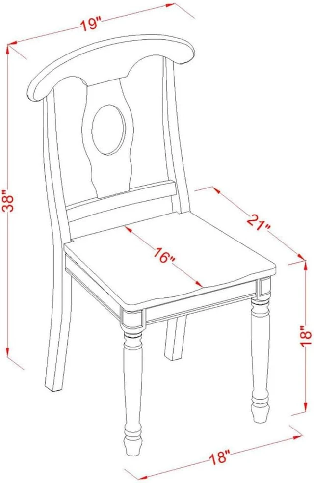 Alt view image 3 of 4 - East West Furniture KEC-BLK-W Kenley Kitchen Dining Chairs - Napoleon Back Solid Wood Seat Chairs, Set of 2, Black & Cherry