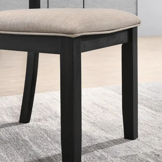 Alt view image 7 of 7 - Roundhill Furniture Windvale Fabric Upholstered Dining Chair, Set of 2, Black