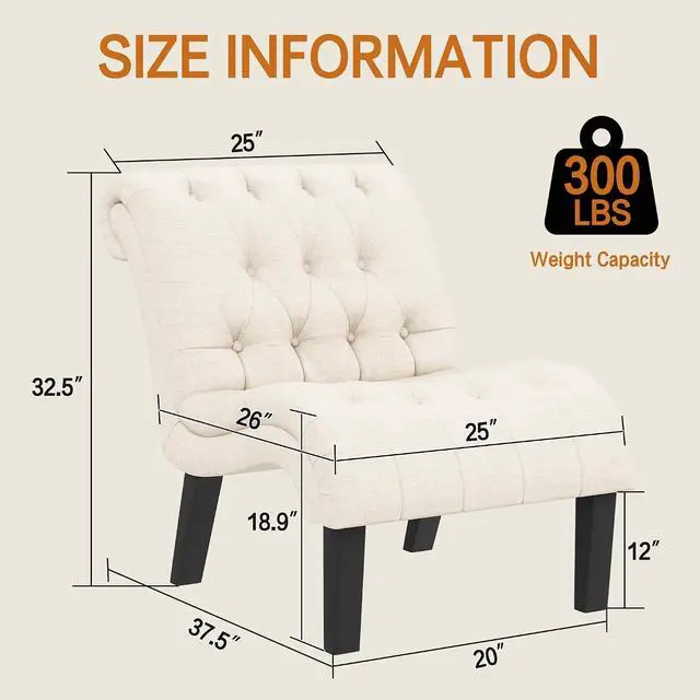 Alt view image 2 of 7 - Mid Century Modern Accent Chair, Upholstered Button Tufted Chair