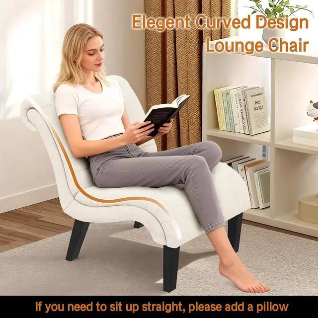 Alt view image 6 of 7 - Mid Century Modern Accent Chair, Upholstered Button Tufted Chair