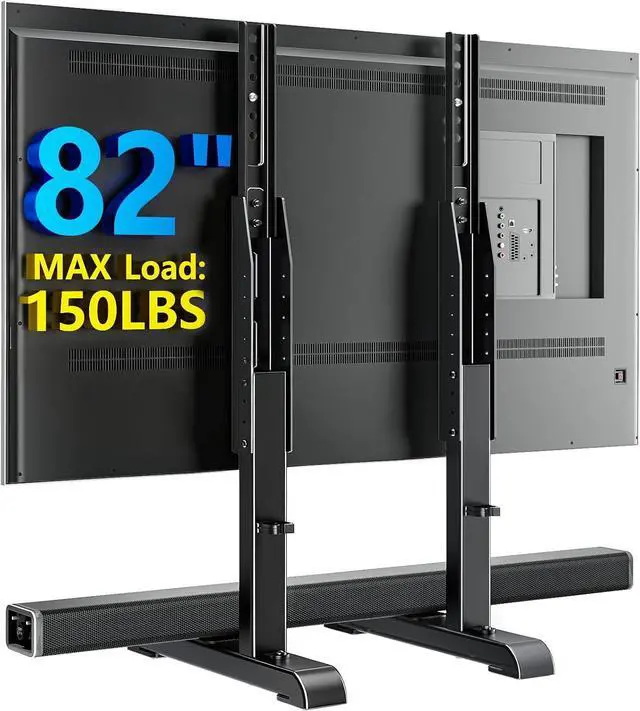 Main image of AX WABER Universal TV Stand, Table Top TV Stand Base Wobble Replacement for Most 24 to 80 Inch LCD LED TVs, 7 Height Adjustable TV Legs Hold up to 150lbs, Max VESA 800x500mm, Black AX10TB02