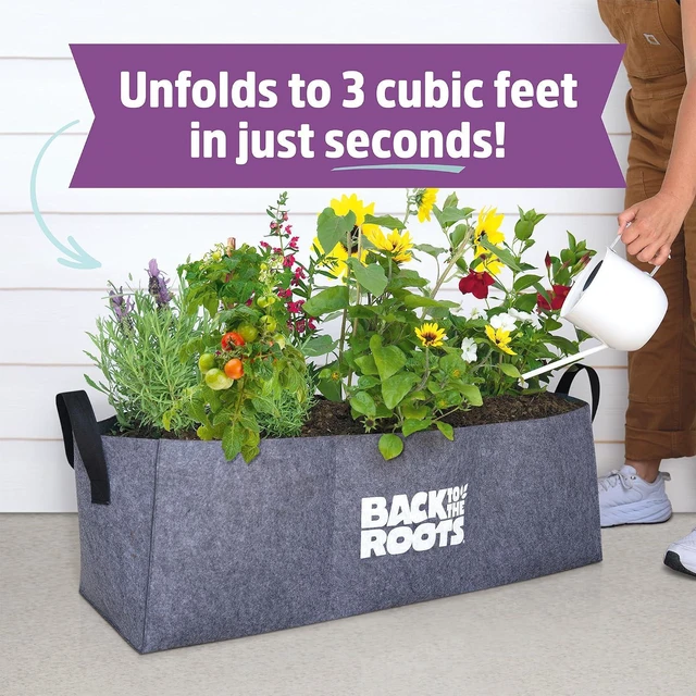 Alt view image 3 of 7 - Back to the Roots Breathable Raised Bed (Provides More Oxygen to Roots), 3 Cu. Ft., No Assembly Needed, Reusable & Weatherproof