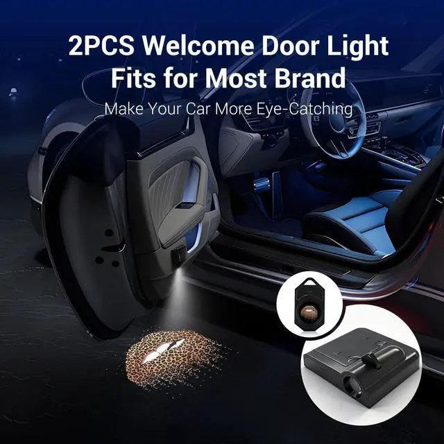 Alt view image 3 of 7 - Women Cool Lips Bite Kiss Me Leopard Print Lips Car Door Projector Lights Leopard Cheetah Car Accessories Decor Gifts LED Car Door Shadow Ghost Welcome Lights by FLYEEGO