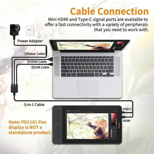 Alt view image 3 of 7 - GAOMON PD1161 Drawing Tablet with Screen, Tilt, 8 Shortcut Keys, 11.6" FHD